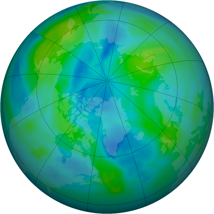 Arctic ozone map for 25 September 2007